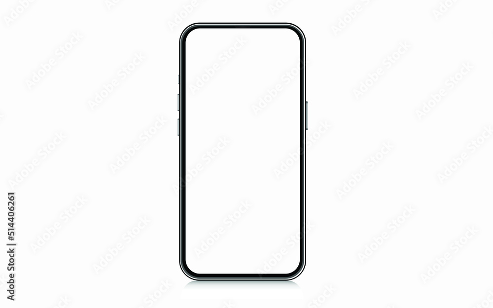 Poster black smartphone with blank screen isolated on white background. mockup to showcasing mobile web-sit