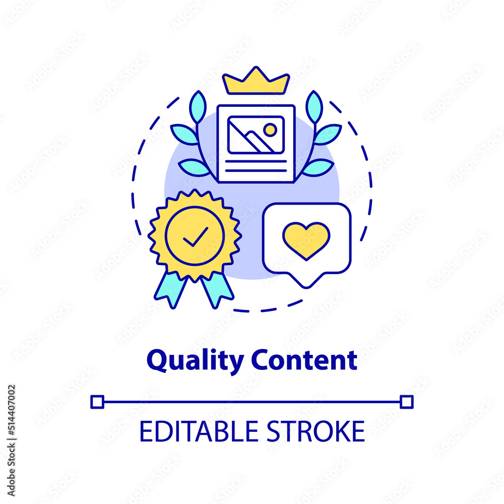 Poster quality content concept icon. great website feature abstract idea thin line illustration. good user 