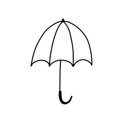 Umbrella icon vector illustration. Hand drawn black design. Rain protect safety concept. Isolated graphic symbol. Autumn art sign.