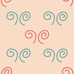 Swirl icon vector illustration. Seamless pattern. Hand drawn colorful design. Safety wind concept. Isolated graphic symbol. Autumn art sign. Brushstroke pictogram. Many doodle curve stroke