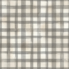 Grey Gingham seamless pattern. Watercolor stripes, tartan texture for table cloth, shirts, plaid, clothes, dresses, blankets, paper. Сheckered summer paint brush strokes.