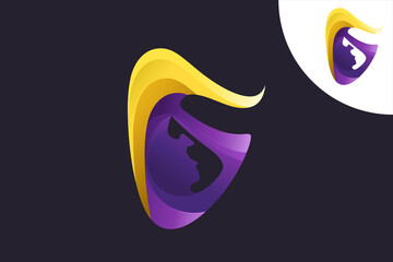 Letter G logo in yellow and purple. Explore cave sport adventure logo