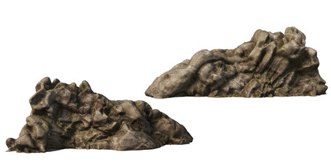 Rocks and rough surfaces on a white background