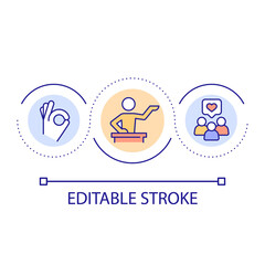 Become good public speaker loop concept icon. Connection with listeners abstract idea thin line illustration. Strong speech before audience. Isolated outline drawing. Editable stroke. Arial font used