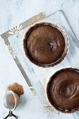 Cooking chocolate fondant in molds