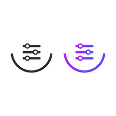 Setting sliders icon button, in solid and gradient color