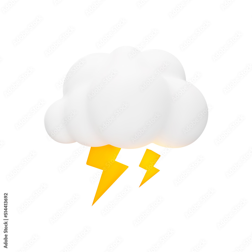 Poster thunderstorm 3d icon. weather, a cloud with lightning. isolated object on a transparent background