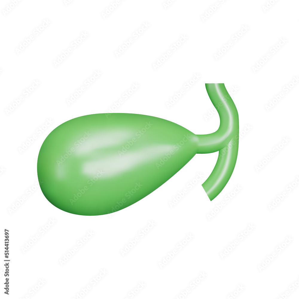Poster gallbladder 3d icon. isolated object on a transparent background