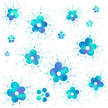 背景を彩る　鮮やかポップな青い花