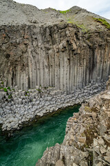 Stuðlagil ravine basalt canyon in iceland  - 514414247