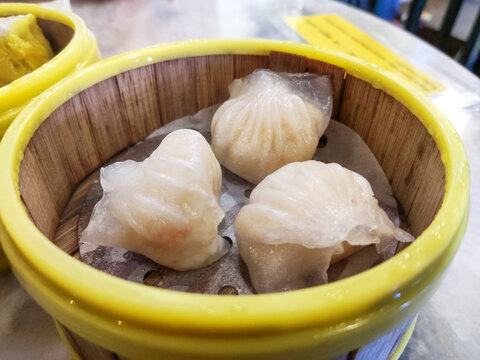 Shrimp dumplings at Chinese dim sum