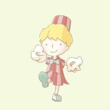 Cheering boy with popcorn