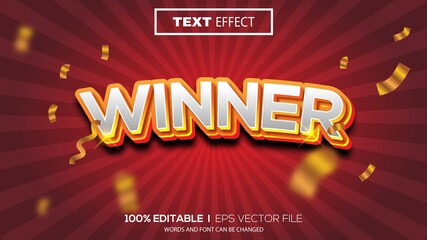 3d editable text effect winner theme premium vector