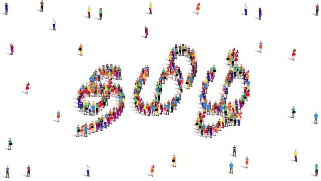 A large group of people form to create the word Tamil in Tamil script. Tamil is used in Tamil Nadu, India as the official language. 4k Animation video