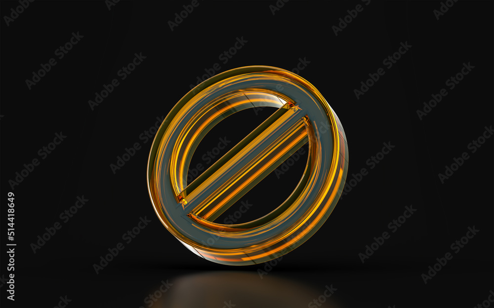 Aufkleber stop sign with glass morphism effect on dark background 3d render concept for ban cancel wrong