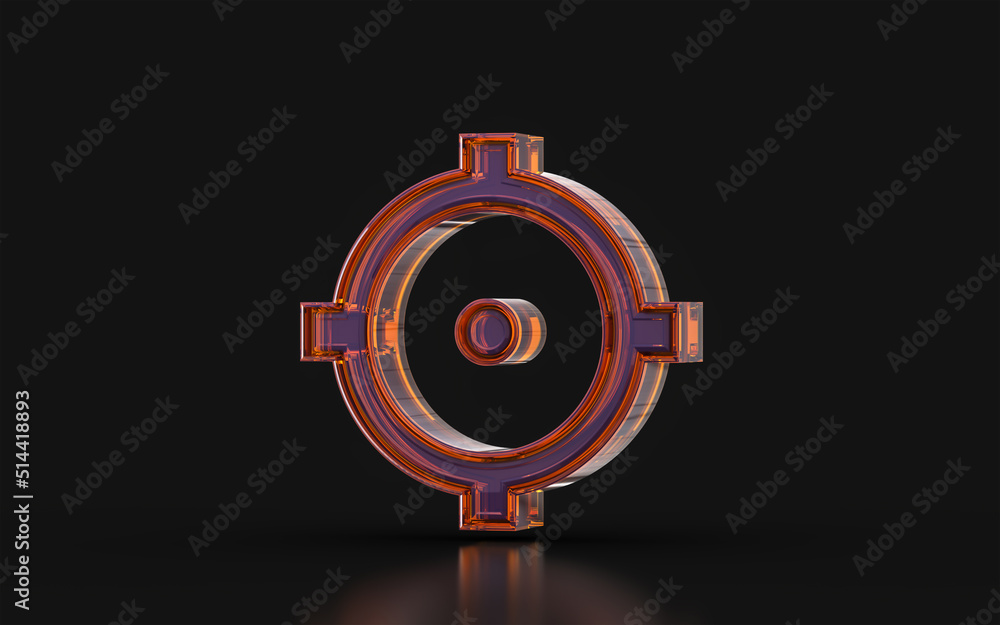 Poster crosshairs sign with glass morphism effect on dark background 3d render concept for aim shoot game