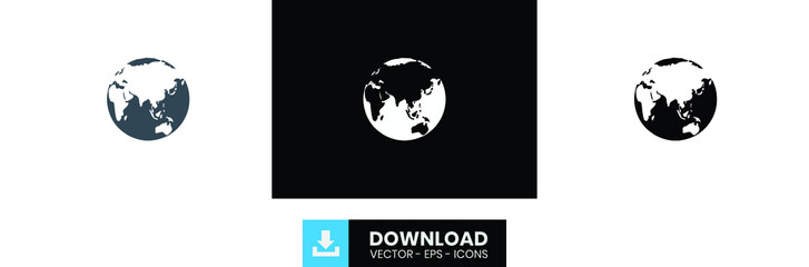 global outline icon, black global outline icon, white global outline icon, global icon.