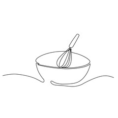 One line whisk illustration. Continuous line minimal drawing design vector