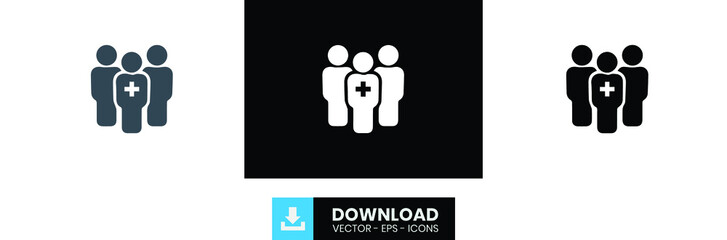 medical group outline icon, black medical group outline icon, white medical group outline icon, medical group icon.