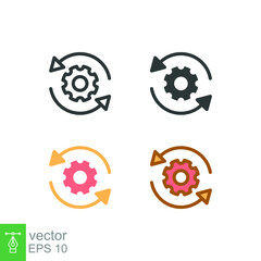 Sync setting icon. Simple outline, solid, flat style. Process, update, setup, reload, simple, change, personal, pictogram, refresh concept. Vector illustration isolated on white background. EPS 10