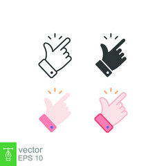 Easy icon. Simple outline, solid, flat style. Nice, pictogram, good, finger, hand, safe, click, symbol, design, like, arm, positive concept. Vector illustration isolated on white background. EPS 10