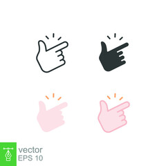 Easy icon. Simple outline, solid, flat style. Nice, pictogram, good, finger, hand, safe, click, symbol, design, like, arm, positive concept. Vector illustration isolated on white background. EPS 10
