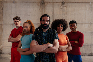 Obraz premium Determined athletic team power posing