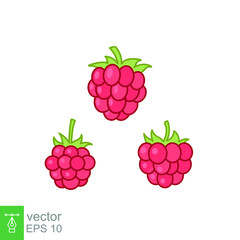 Raspberry icon. Simple filled outline style. Berry, pictogram, ripe, pink, sweet, delicious, food, nature, vegetarian concept. Vector design illustration isolated on white background. EPS 10