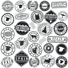 Fototapeta premium San Sebastian Spain Set of Stamp. Vector Art Postal Passport Travel Design. Travel and Business Seals.