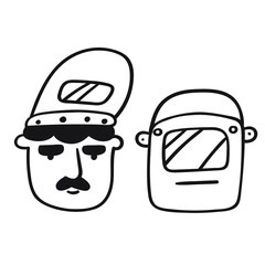 Face icon. Welder. Profession. Outline vector illustration.