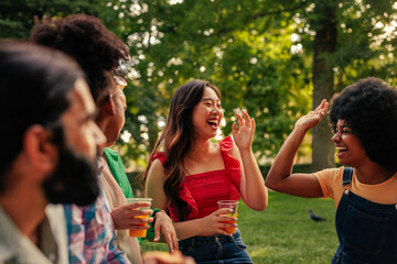 Fototapeta premium Friends in park laughing