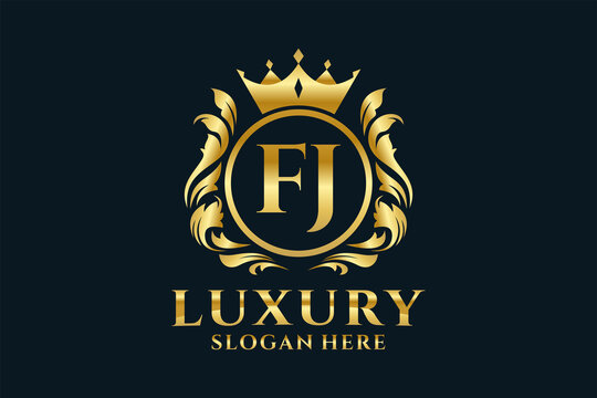 Initial FJ Letter Royal Luxury Logo template in vector art for luxurious branding projects and other vector illustration.