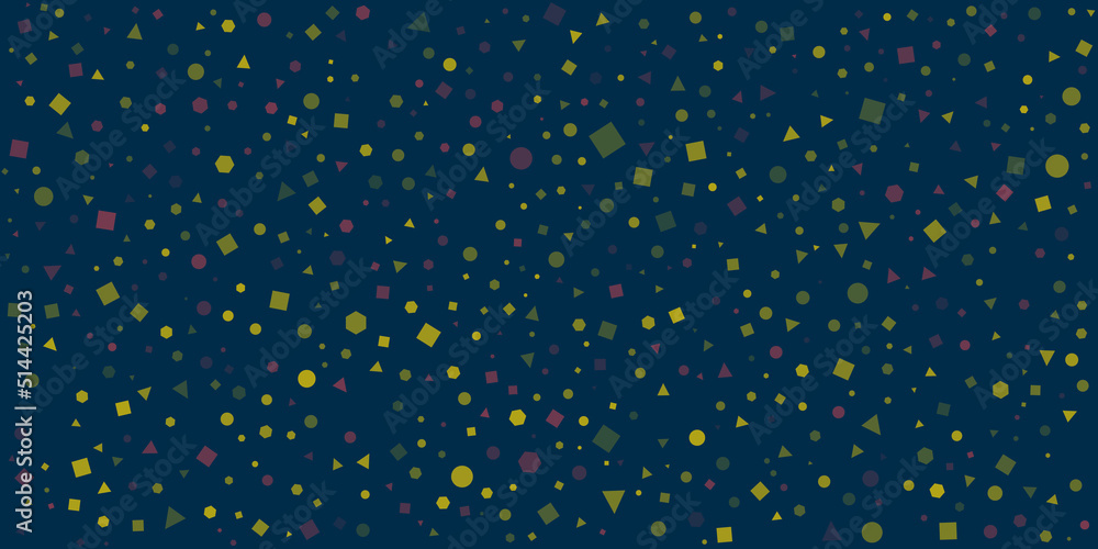 Aufkleber abstract colorful sparsely spotted pattern, squares, spots and triangles with random sizes and orien