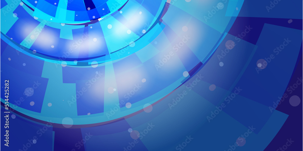 Poster abstract blue retro style geometric fantasy wide scale background design with blue concentric 3d rou
