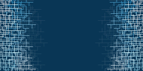 Dark Blue and White Crossing Lines - Futuristic Grid, Mesh, Geometric Striped Pattern, Abstract Vector Background Template with Copyspace, Room, Place for Your Text