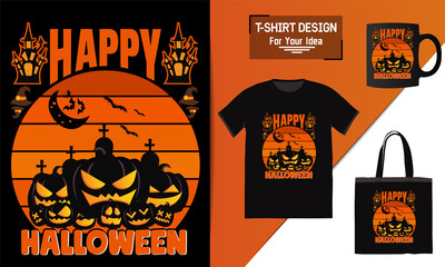 Happy Halloween T-Shirt Design vector template design typography element 