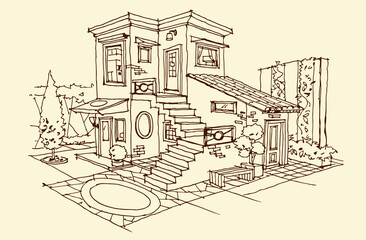 sketch of the house vector for architecture idea, concept design, illustration