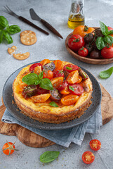 snack cake with tomatoes and basil