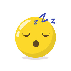 Sleeping emoticon isolated on white background. Relaxing emoji with closed eyes. Social communication and internet chatting vector sign. Vector stock