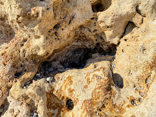Wall and floor made of old stone material, background image.