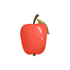 illustration with apple, vegan food, nutrition, diet fruits, cute stylized illustration