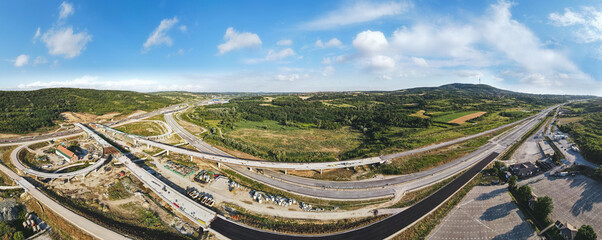 Construction of Belgrade bypass route from Bubanj Potok to Pancevo, detail. Aerial view