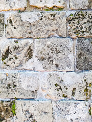 Wall and floor made of old stone material, background image.