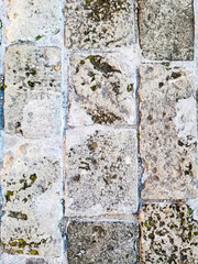 Wall and floor made of old stone material, background image.
