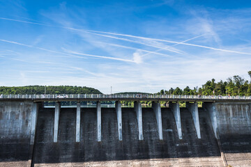 Fototapeta na wymiar The Rappbode Dam is the largest dam in the Harz region as well as the highest dam in Germany