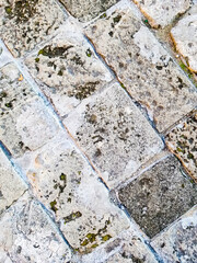 Wall and floor made of old stone material, background image.