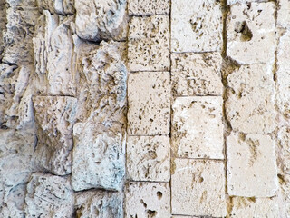 Wall and floor made of old stone material, background image.