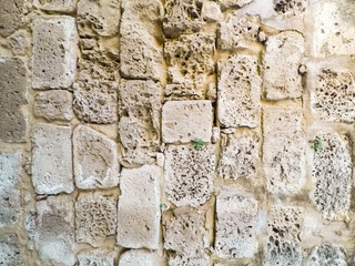 Wall and floor made of old stone material, background image.