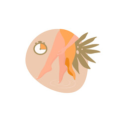 Depilation, sugaring. Body care.  logo for beauty studio or sugaring salon. Skin care concept. Abstact flowers and leaves. Vector illustration