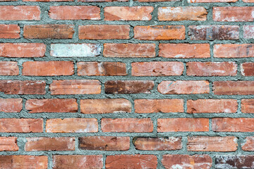 Used red brick wall abstract background texture